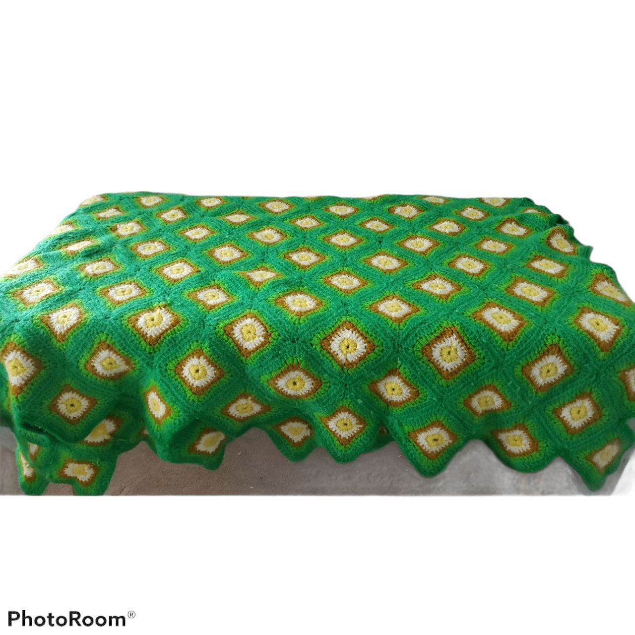 Vintage Granny Square Green and Yelliw A