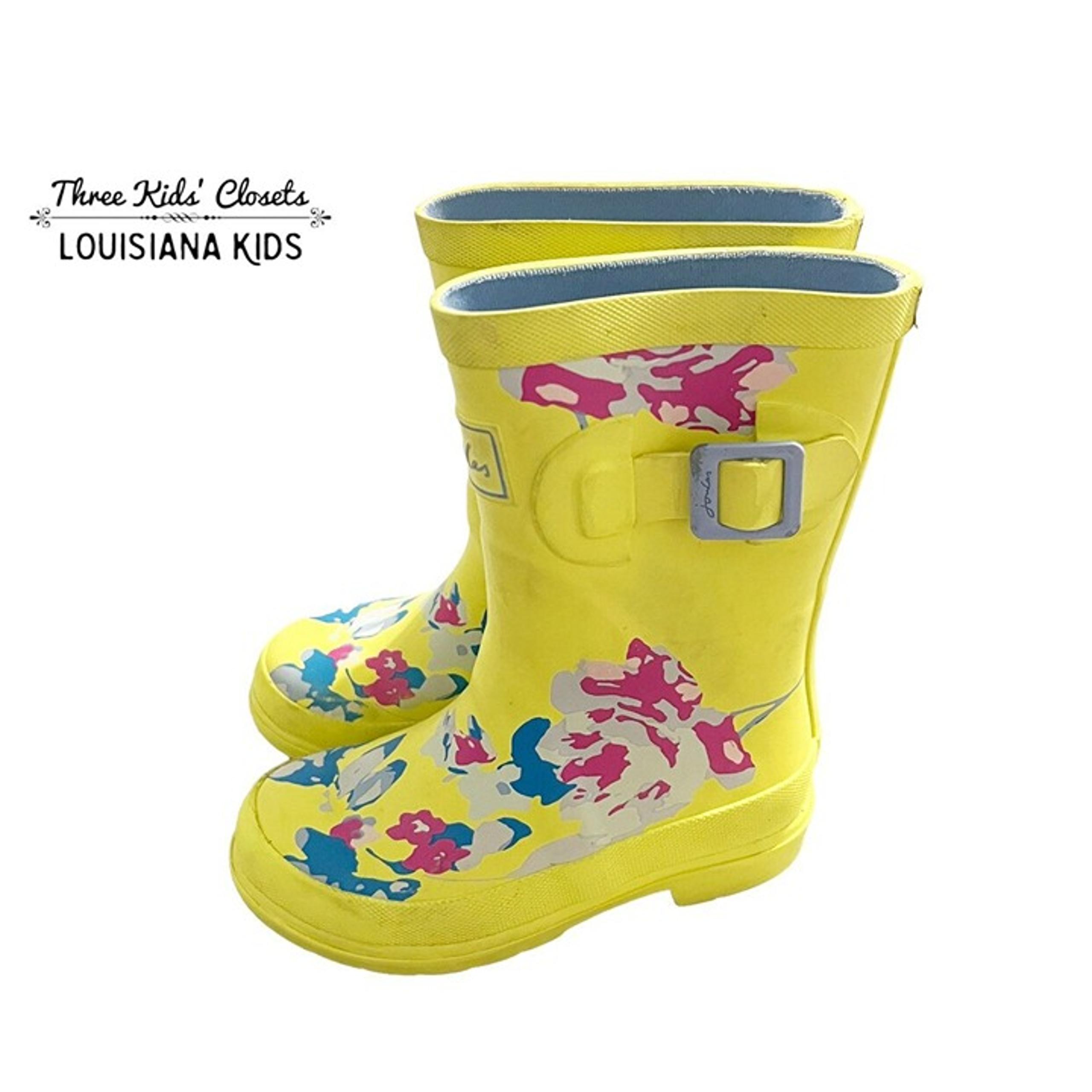Joules Sz UK9 (US 10) Yellow Margate Floral Wellington Rain Boots