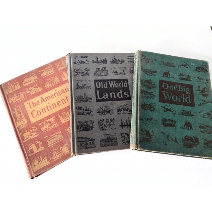 3 Vintage Elementary Geography School Books Silver Burdette Company Illustrated