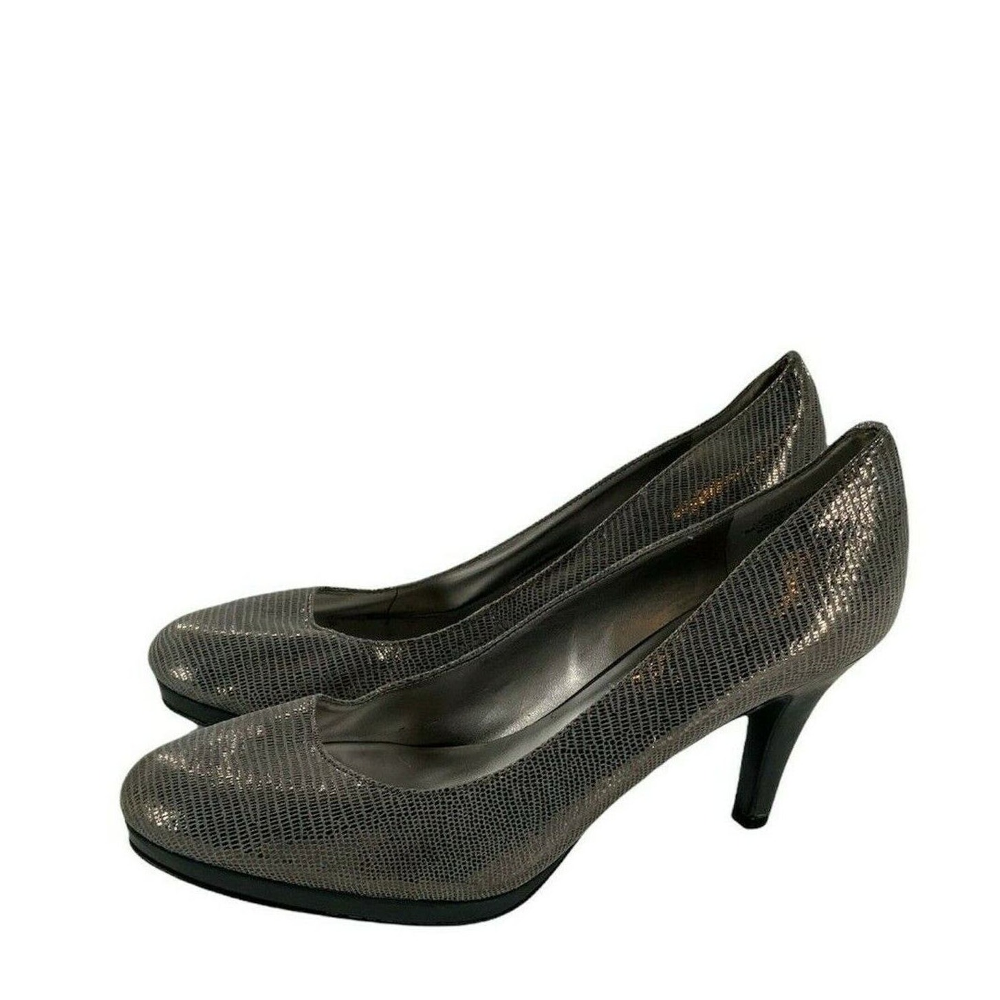AK Anne Klein Dress Shoes Women's Size 8.5 High Heels Slip on Dazzling Gray Pump