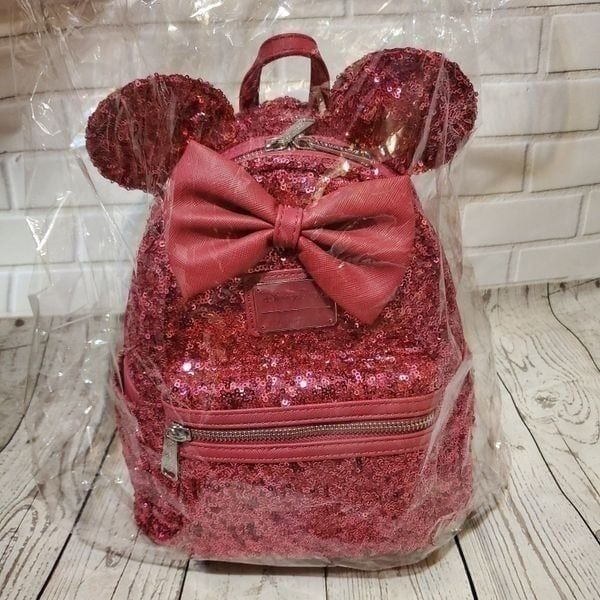 Disney Loungefly Backpack - Minnie Mouse Sequin - Bright Pink