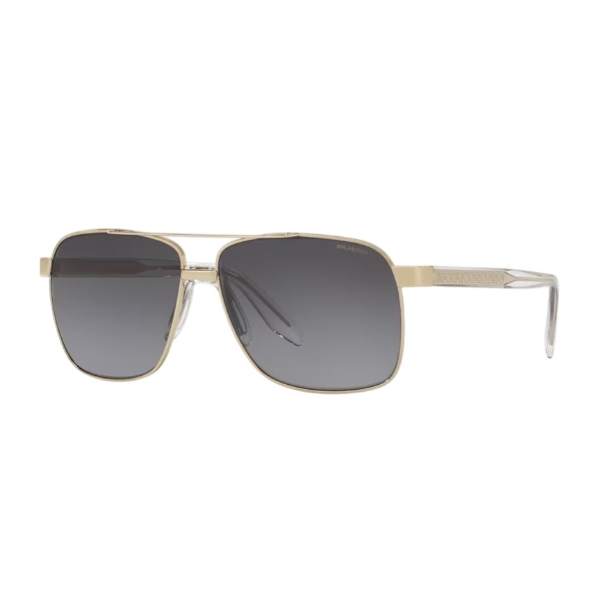 Versace Polarized Sunglasses VE2174 Pale Gold Gray Square