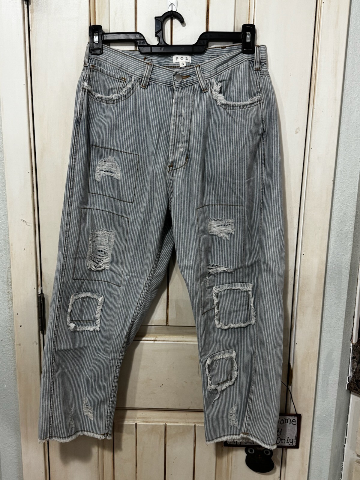 POL striped cropped wide leg pants  - size Small