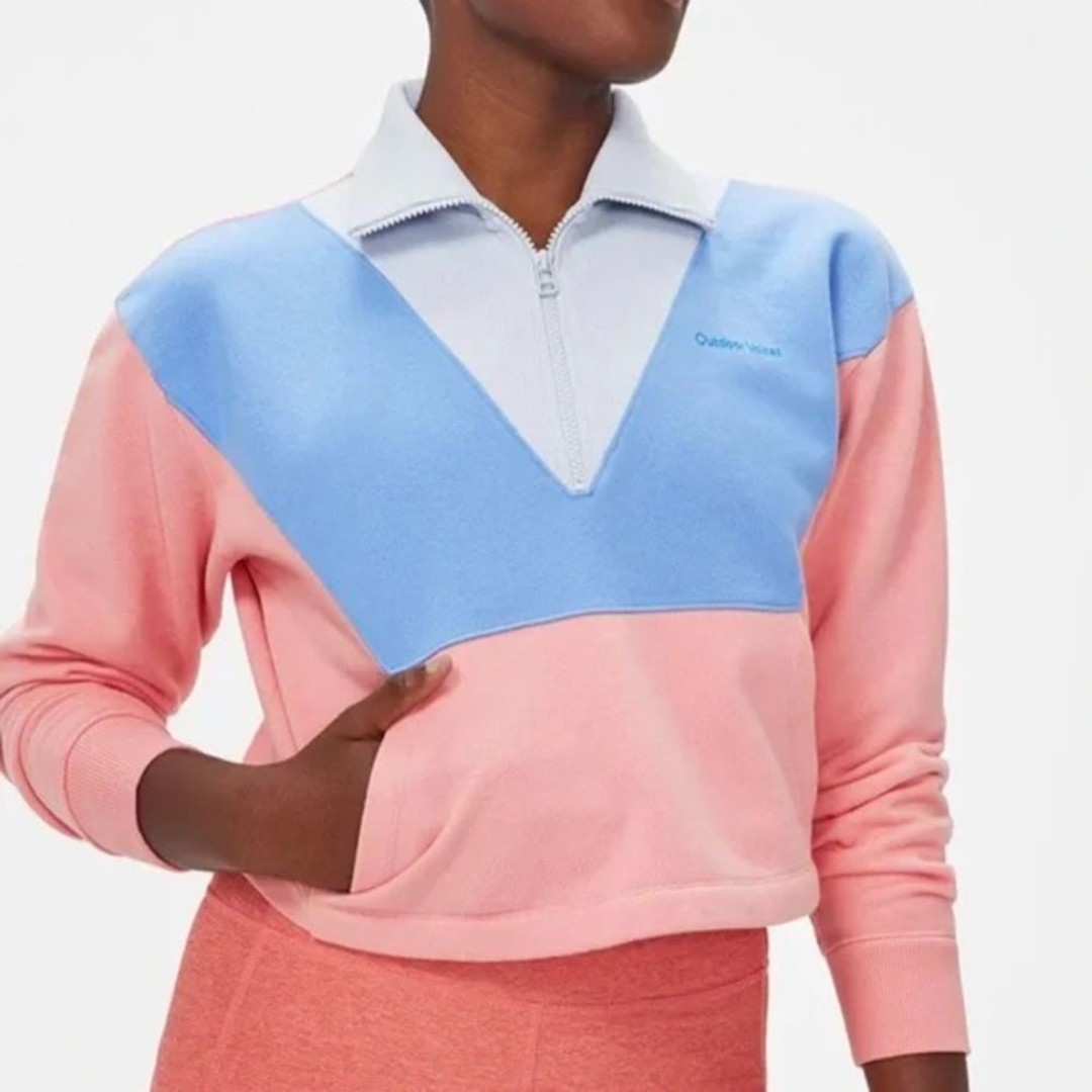 Outdoor Voices Cotton Terry 1/2 Zip Sweatshirt Colorblock Size Medium