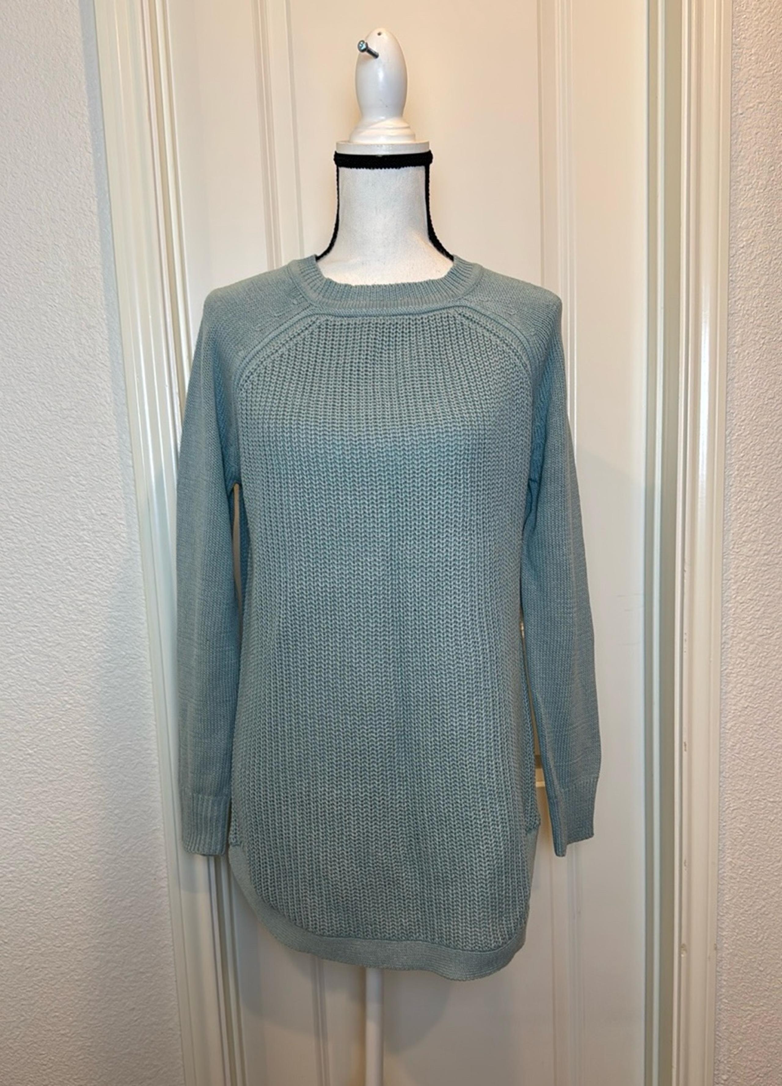 RD Style Blue Crew Neck Sweater with Ribbed Texture