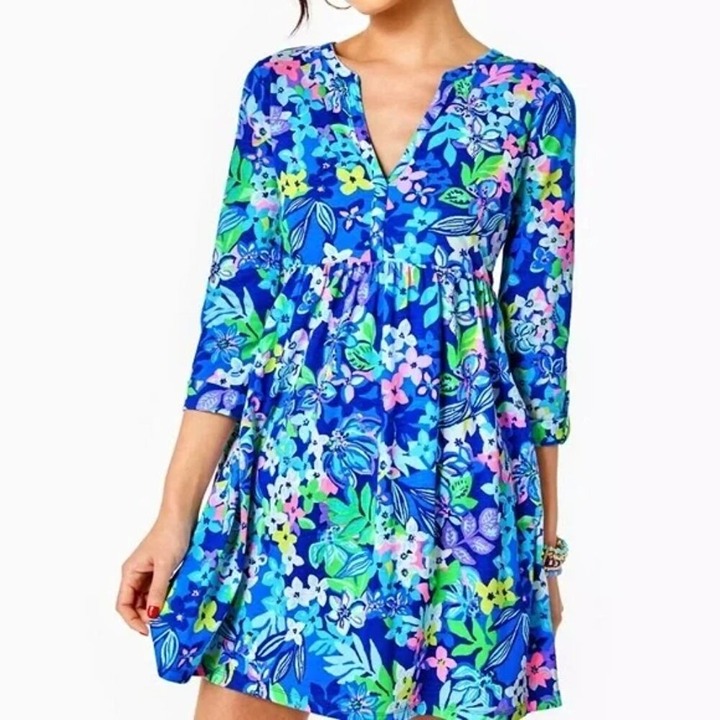 Lilly Pulitzer Loran Swing Dress Borealis Blue size large style 9459
