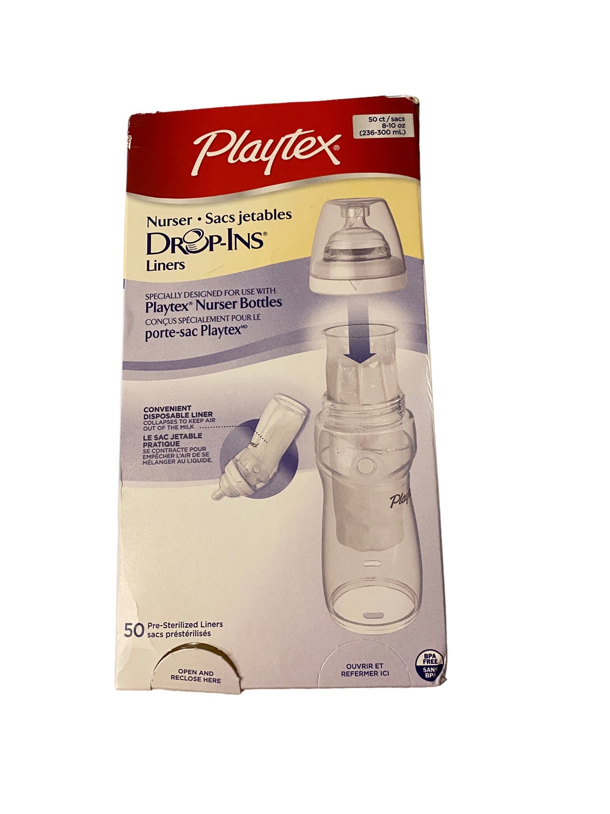 Playtex Drop-Ins Liners 50 Ct 8-10 oz