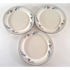 Vintage Lenox Poppies on Blue Salad Small Plates Set Of 3 USA Made 8.5