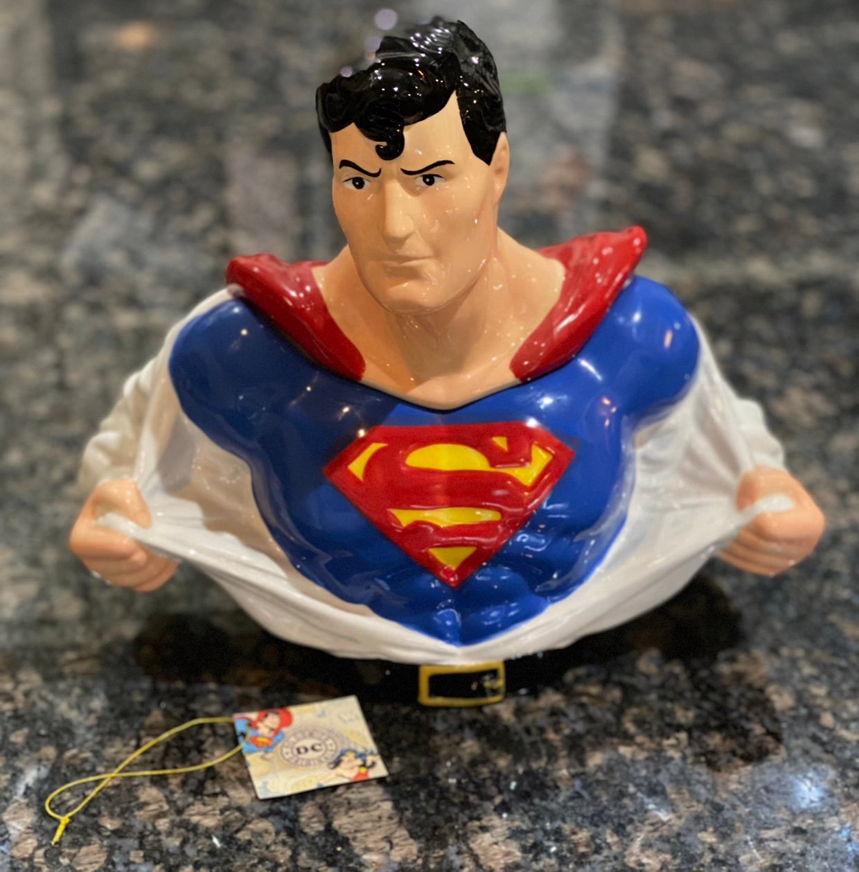 NEW with cheapest tag. Superman Cookie Jar MINT