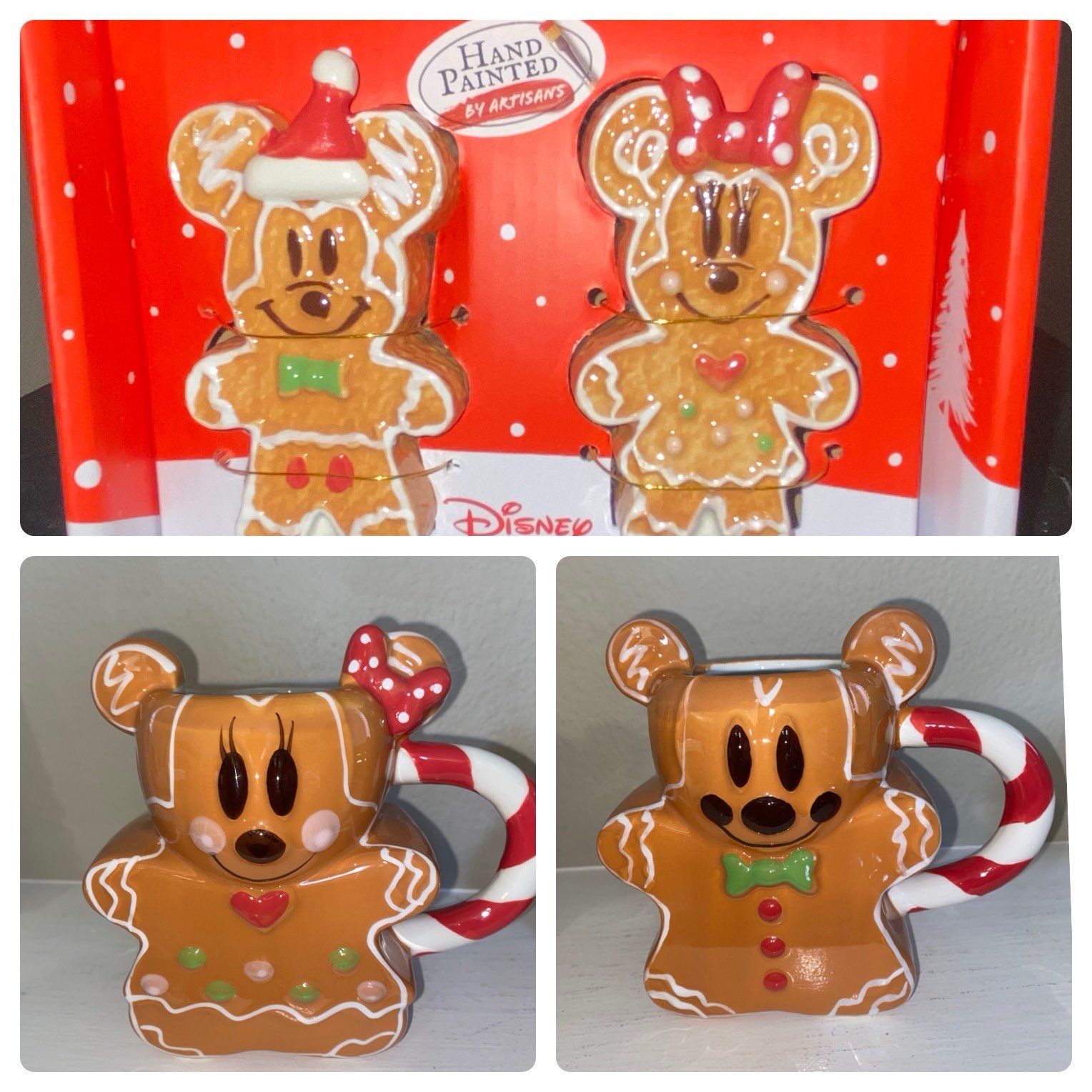 New! Disney Gingerbread Mickey & Minnie Mugs/ Salt & Pepper Set