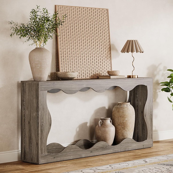 63 Inches Farmhouse Console Table with Storage