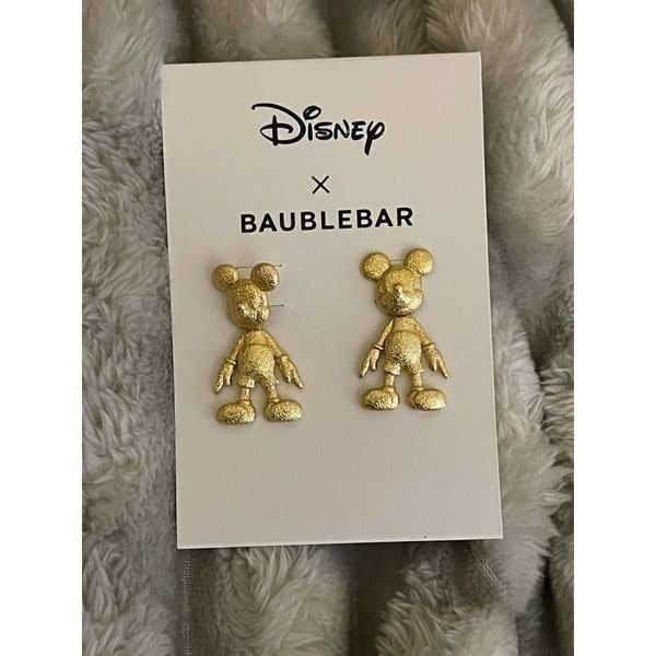 【Baublebar】★ピアス★ Mickey 18K Gold Plated Drop Earrings Disney Mickey Mouse 18K Gold Plated Sterling Silver Micro