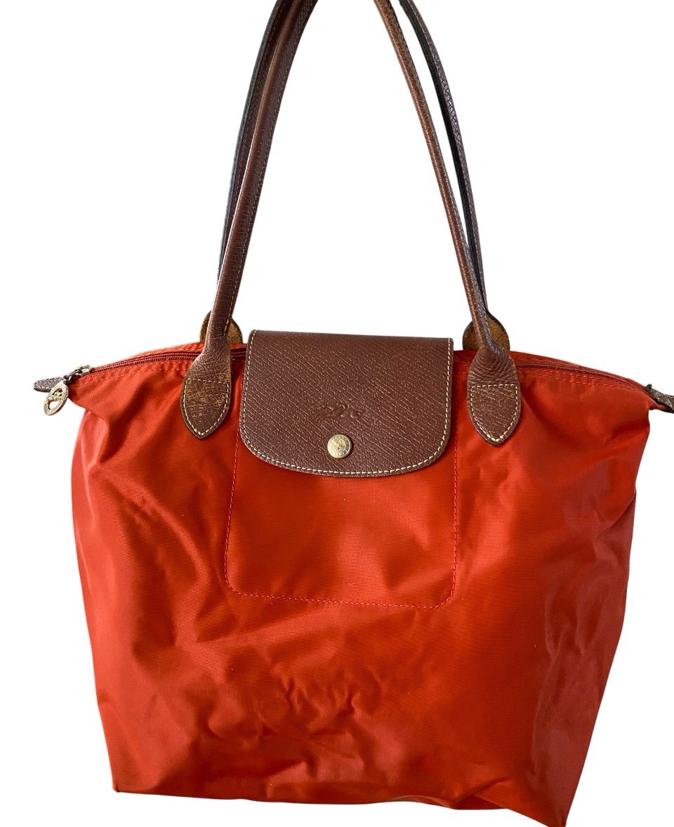 Longchamp Orange and Brown Tote Bag Lightweight and Stylish Foldable