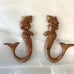 Cast Iron Mermaid Antique Bronze Accent Decorative Hooks. Set of 2.