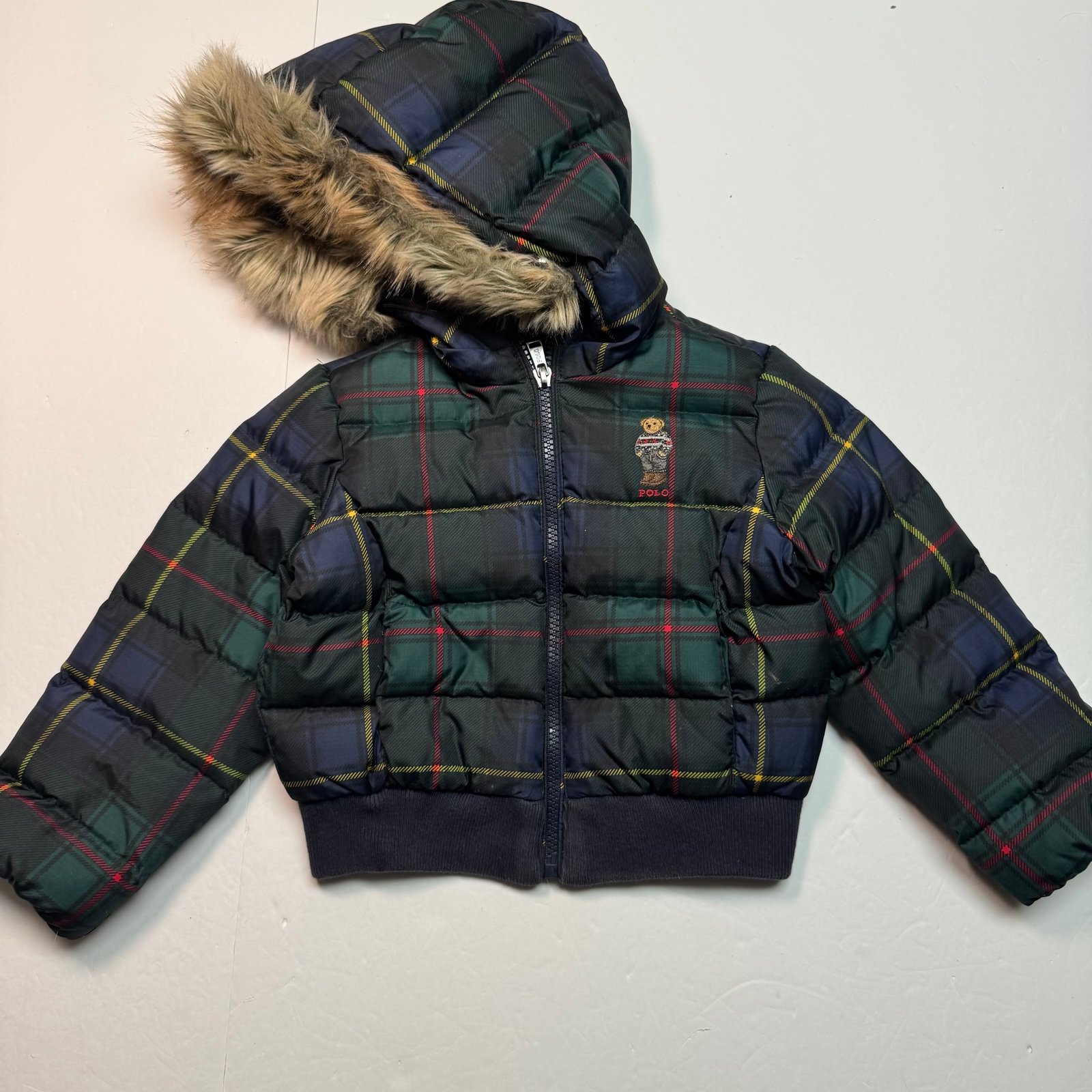 Polo Ralph Lauren Polo Bear Water Repellent Duck Down Jacket Faux Fur Hood 2T