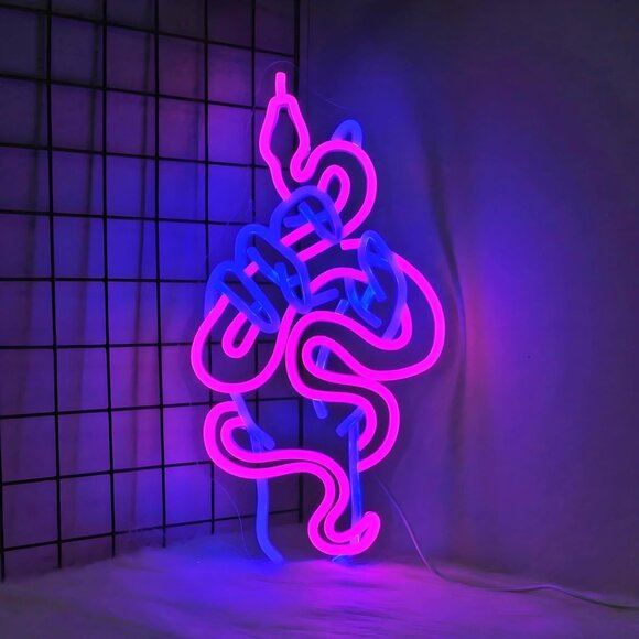 New Snake Neon LED Sign, USB Wall Light for Bar, Man Cave & Home or Room Décor