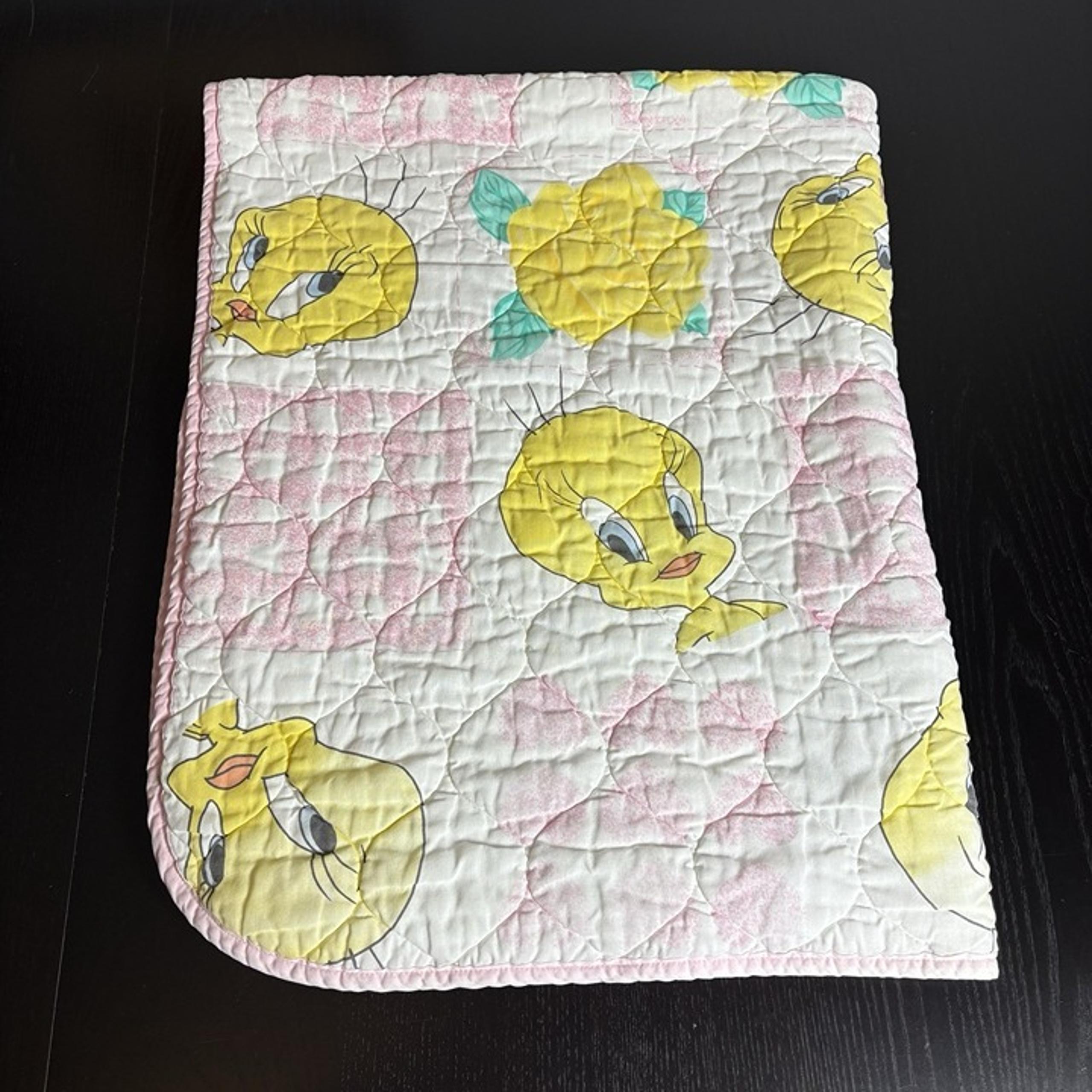 Vintage Y2K TWEETY BIRD Looney Tunes Baby Girl Crib/Toddler Blanket Flowers 2000
