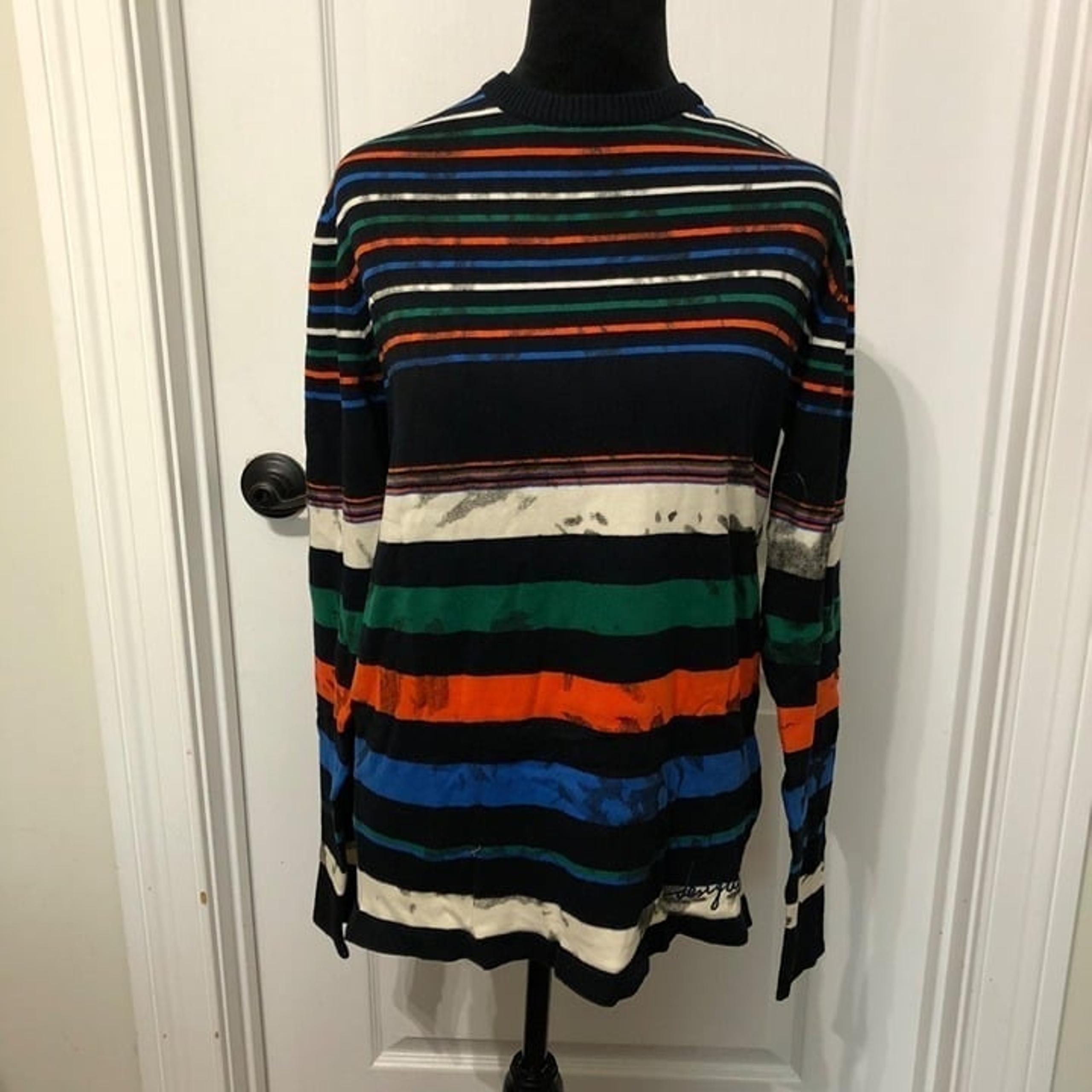 Desigual Men’s Black Striped Long Sleeve Sweater Size Small Slim Fit  NWT
