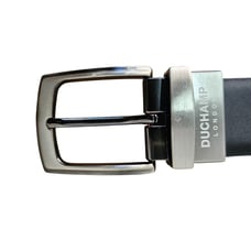 Duchamp London Handmade Black Leather Belt Men Sz 32 Silver Buckle 1.25 W NEW