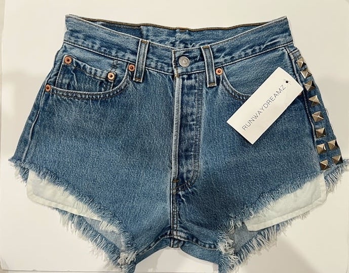 RUNWAYDREAMZ Denim Shorts w/ studs