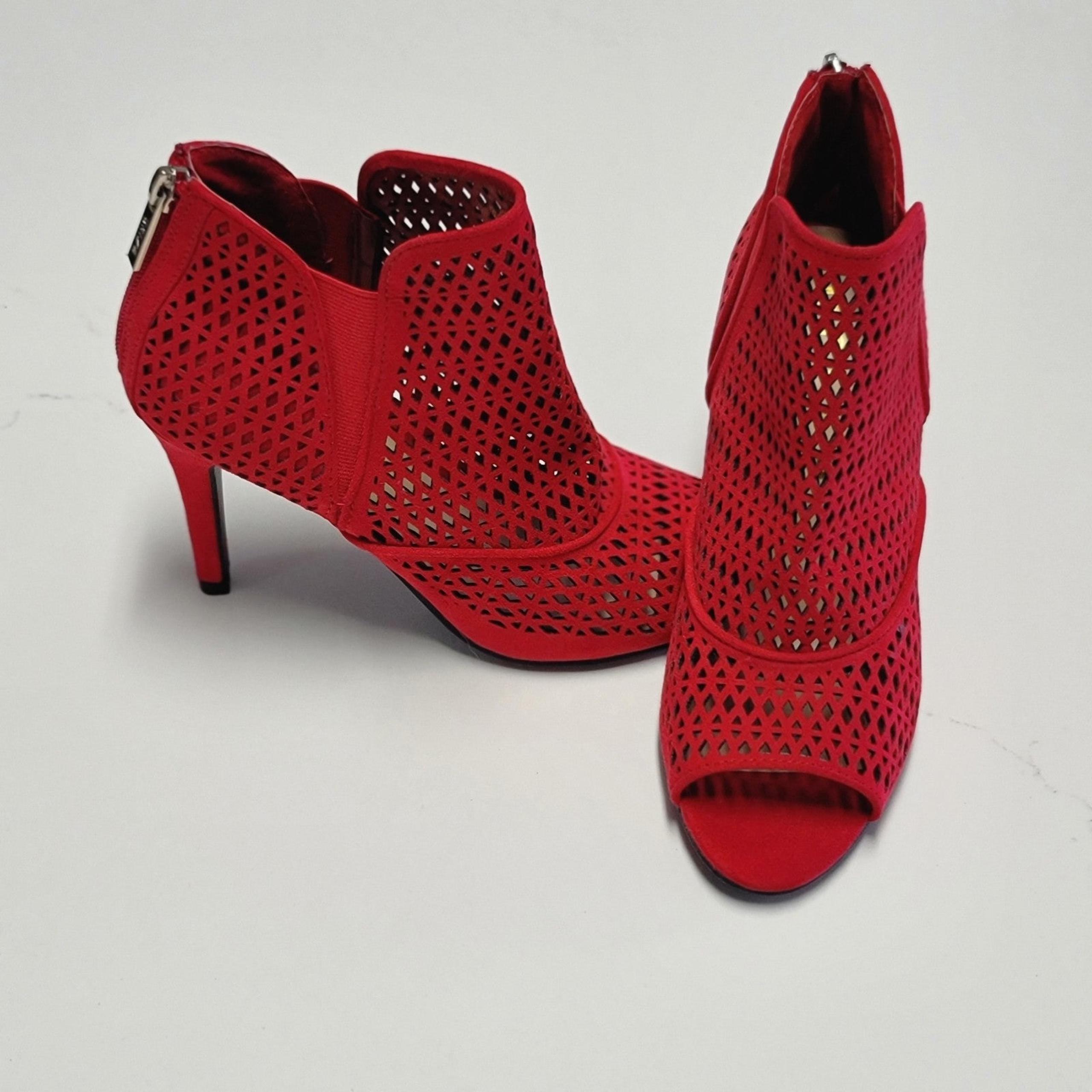 Unisa Red Peep Toe Bootie High Heel Womens Size 7
