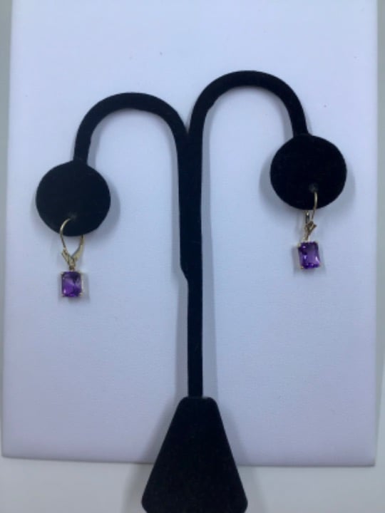 14K Brazilian Amethyst Lever Back Earrings