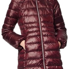 Marc New York Andrew Marc Down Jacket Puffer Burgundy Coat Fur Trim Hood sz S .