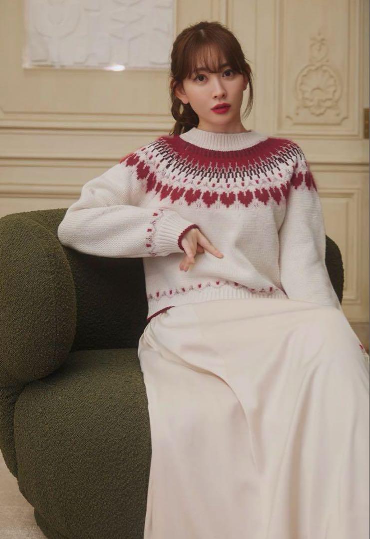 センスのいい お歳暮 New Color】【red】Heart Pullover Knit Isle Fair トップス