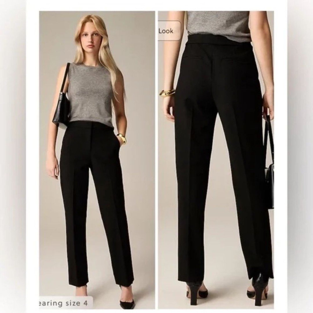 NEW J.Crew Black Petite Kate Straight-Leg Four Season Stretch Career Pants 12P