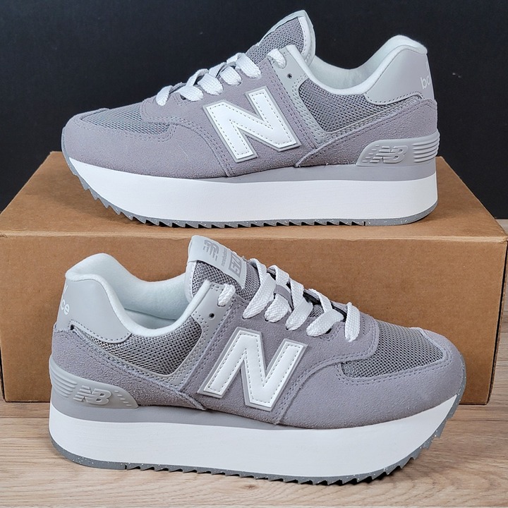 New Balance 574+ Shoes Womens Size 8.5 Gray Platform Athletic Suede WL574ZSD