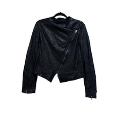 Blank NYC snakeskin faux leather moto jacket black size medium