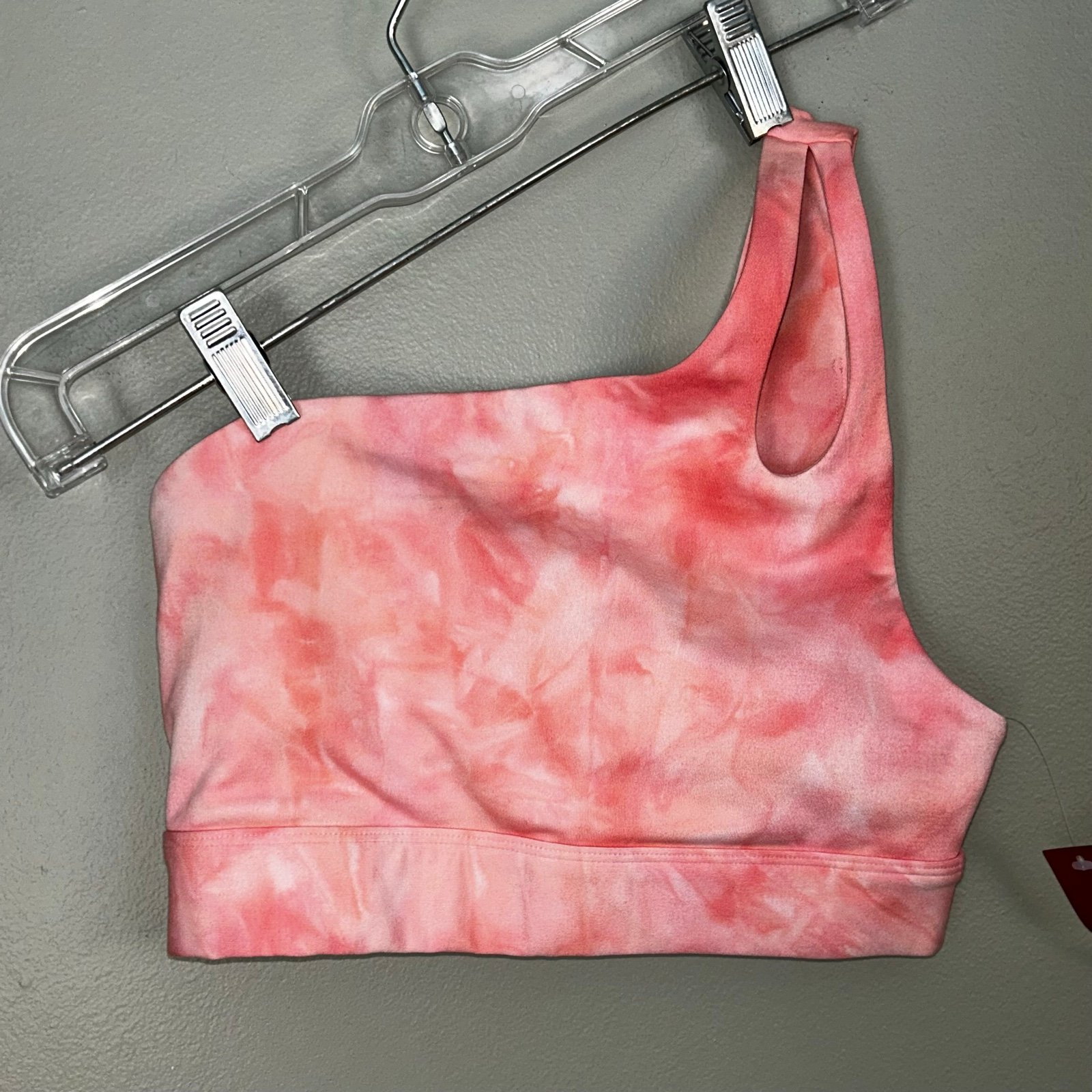 Carbon38 pink one shoulder tie dye sports bra xs women’s