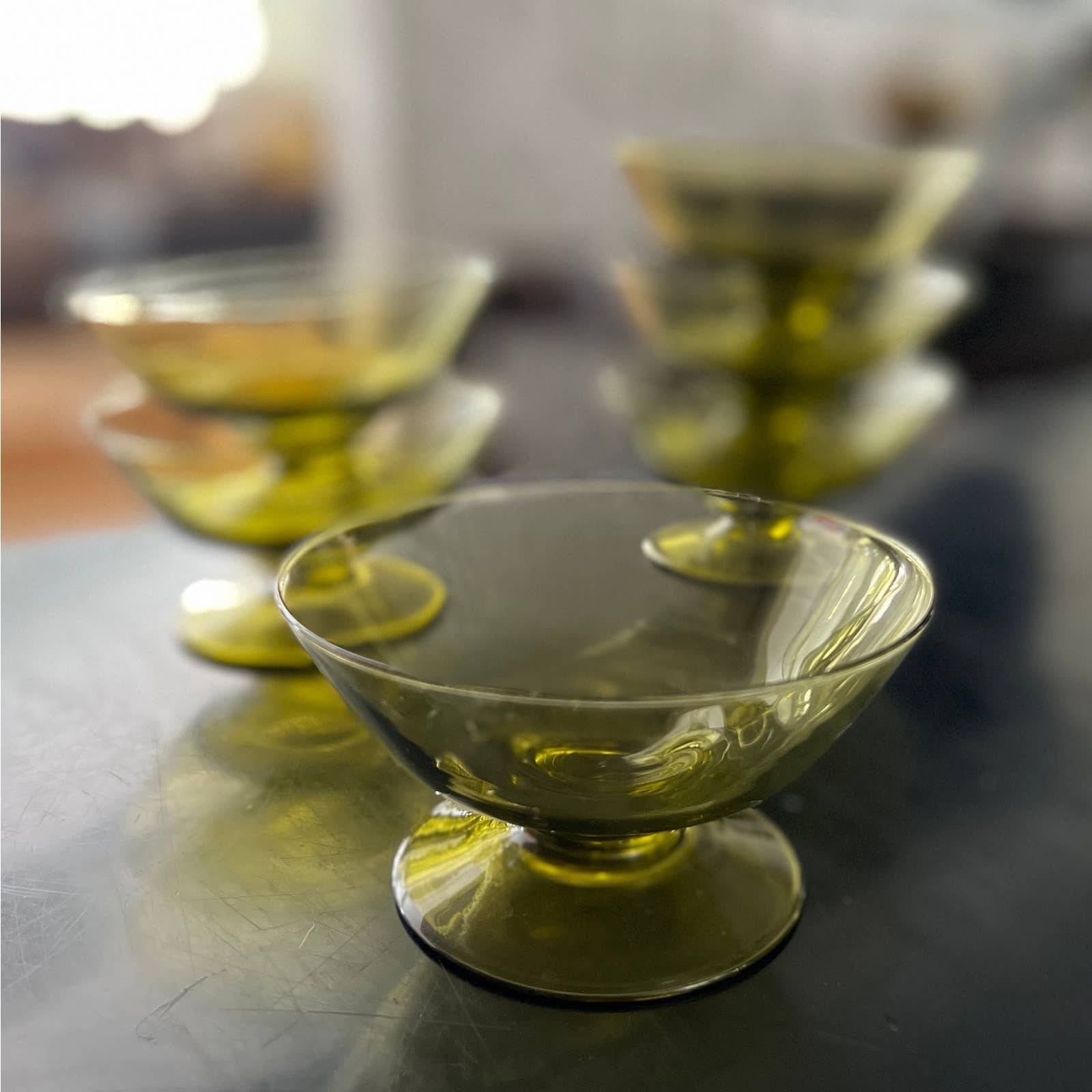 6 Olive Footed Coupes for Desserts