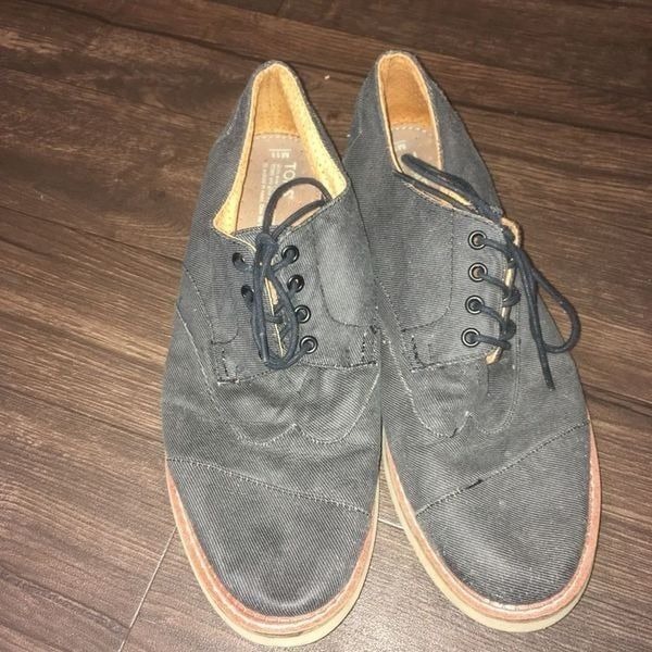 Tom’s gray corduroy lace up Urban hipster Blucher mens shoes