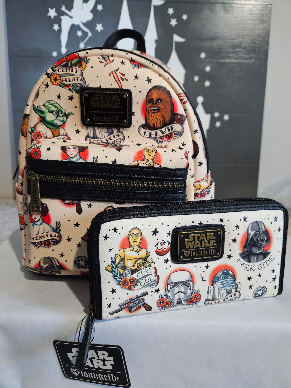 NWT Loungefly Star Wars Tattoo Set Mini backpack and Wallet