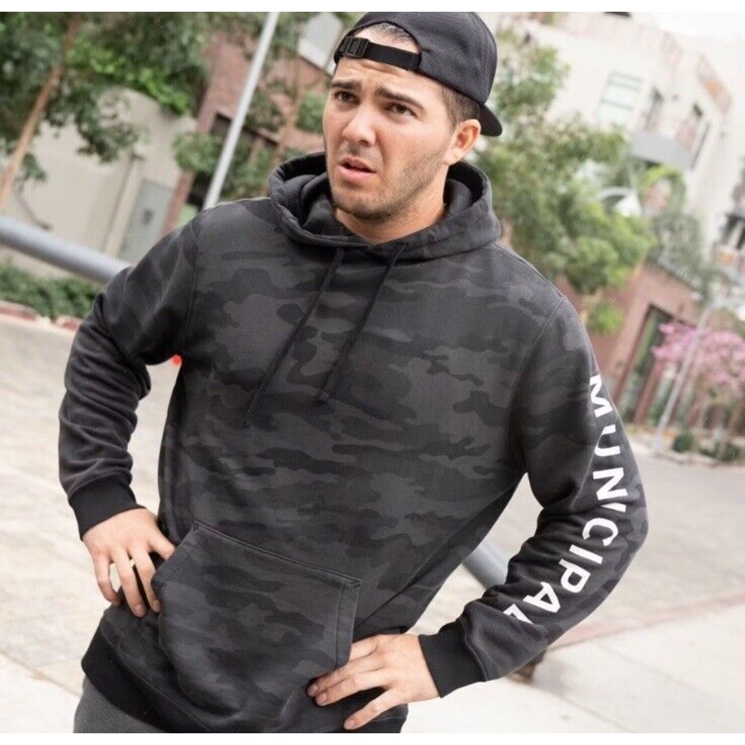 Municipal Sport Utility Gear Mens 3X Game Day Hoodie Black Camo Mark Whalberg