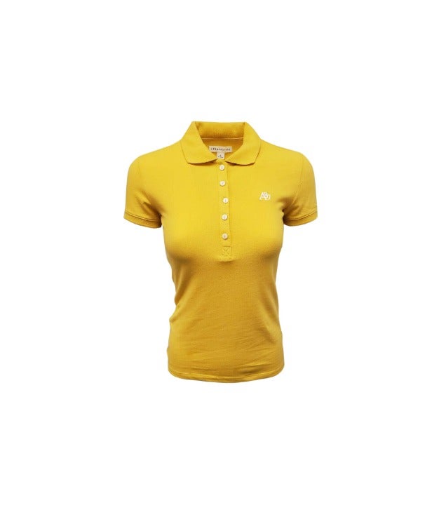 Aeropostale Women's Polo Shirt (Mustard Yellow (White Logo) Medium)