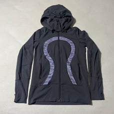 Lululemon Athletica Women's Size 6 Full Zip Hoodie Mock Neck Gray Purple Logo