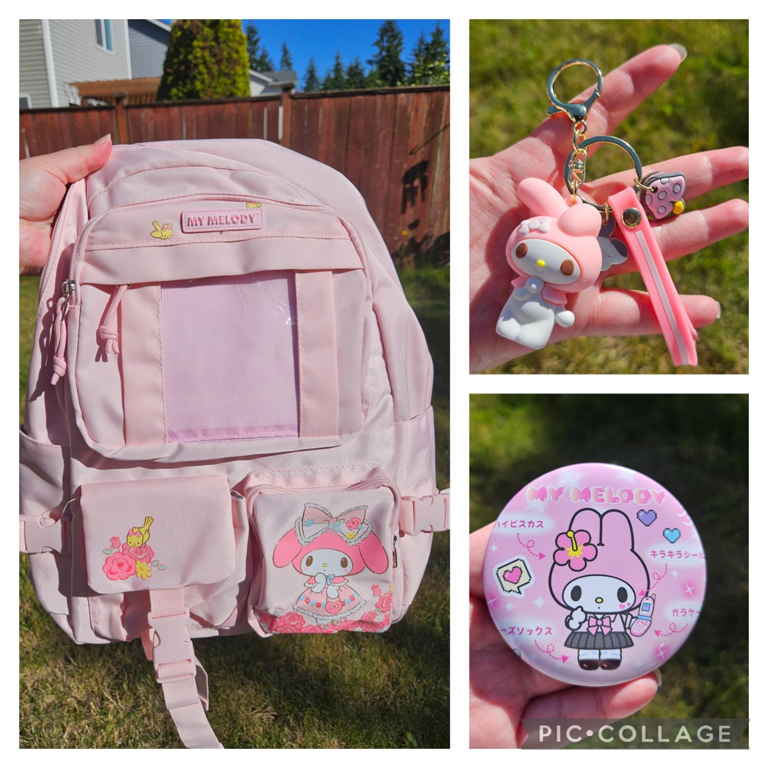 My Melody Pink Floral Multi Pocket Backpack EXTRA Large set B