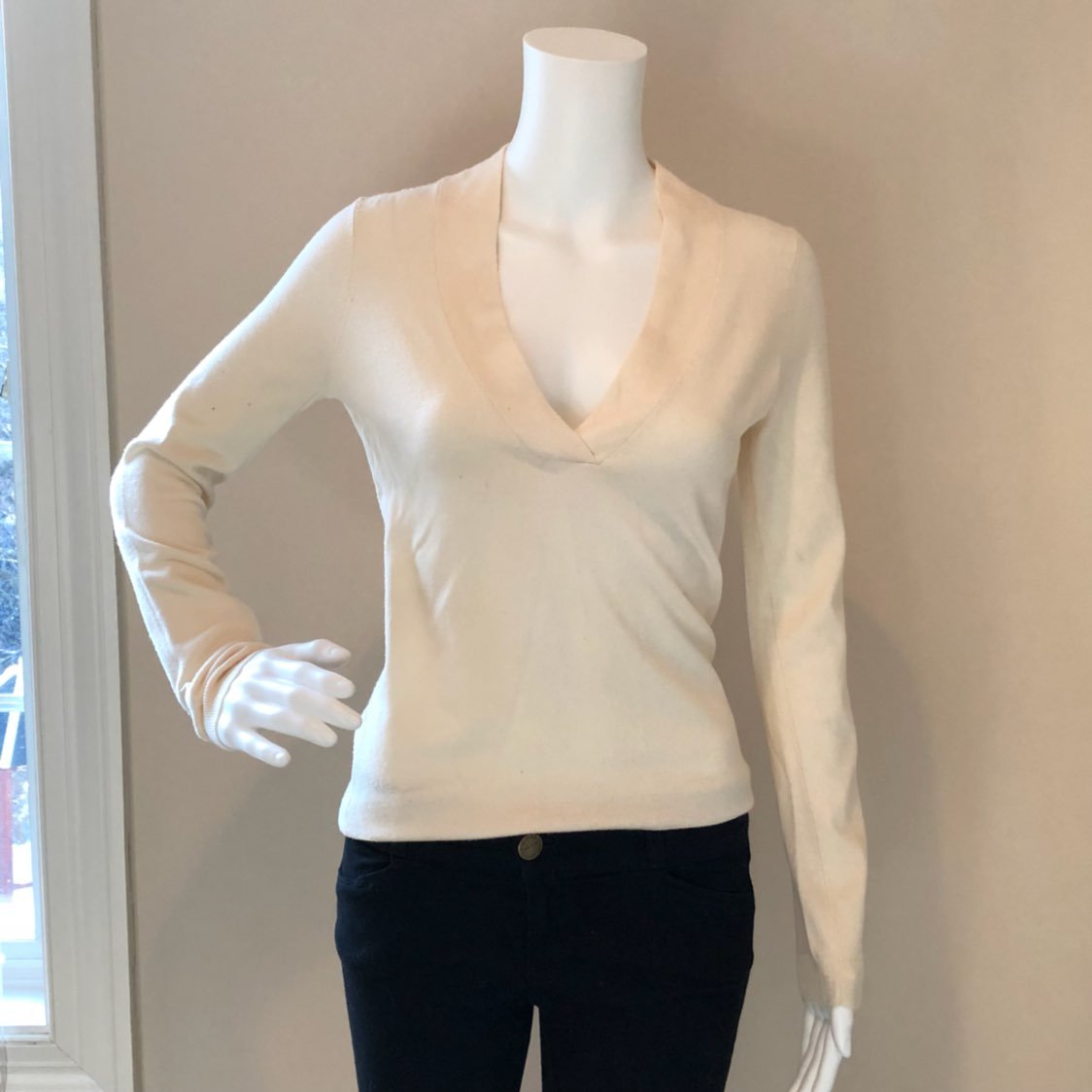White V-Neck Pullover