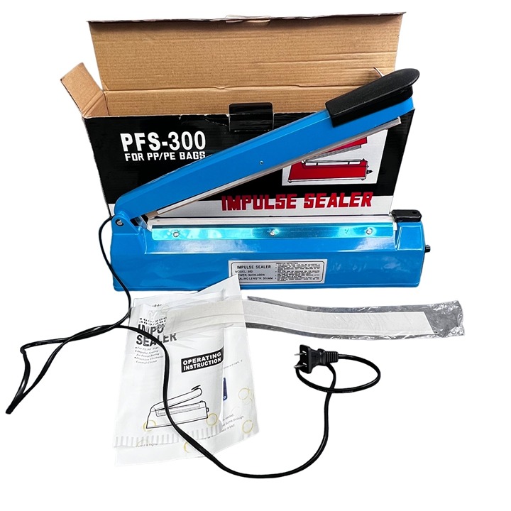 Impulse Sealer PFS-300 Bag Seal Machine Adjustable Heat Setting Blue NIOB