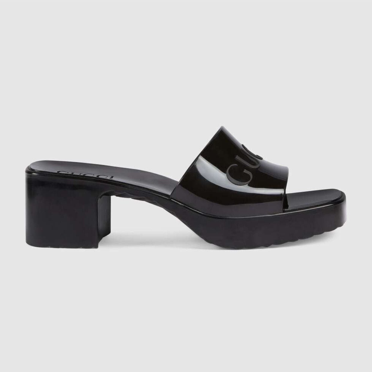 Gucci Rubber Logo Mule Slide Sandal Black 11US