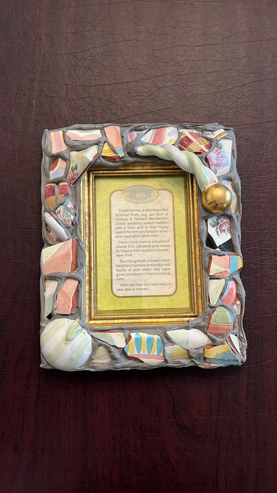 MACKENZIE CHILDS VINTAGE HAND high quality PAINTED CERAMIC PICTURE FRAME