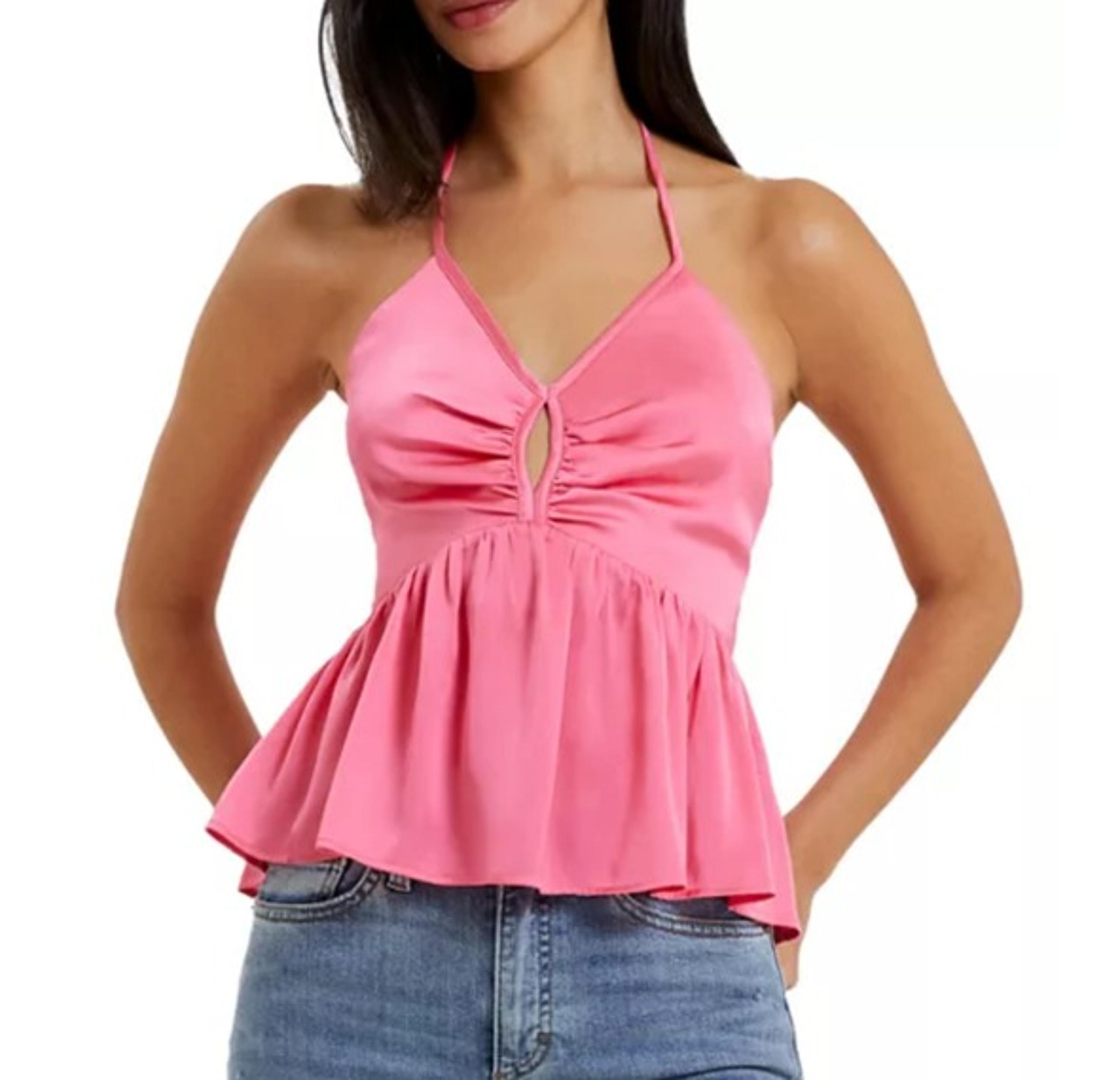 French Connection Rose Inu Satin Halter Top Size XS