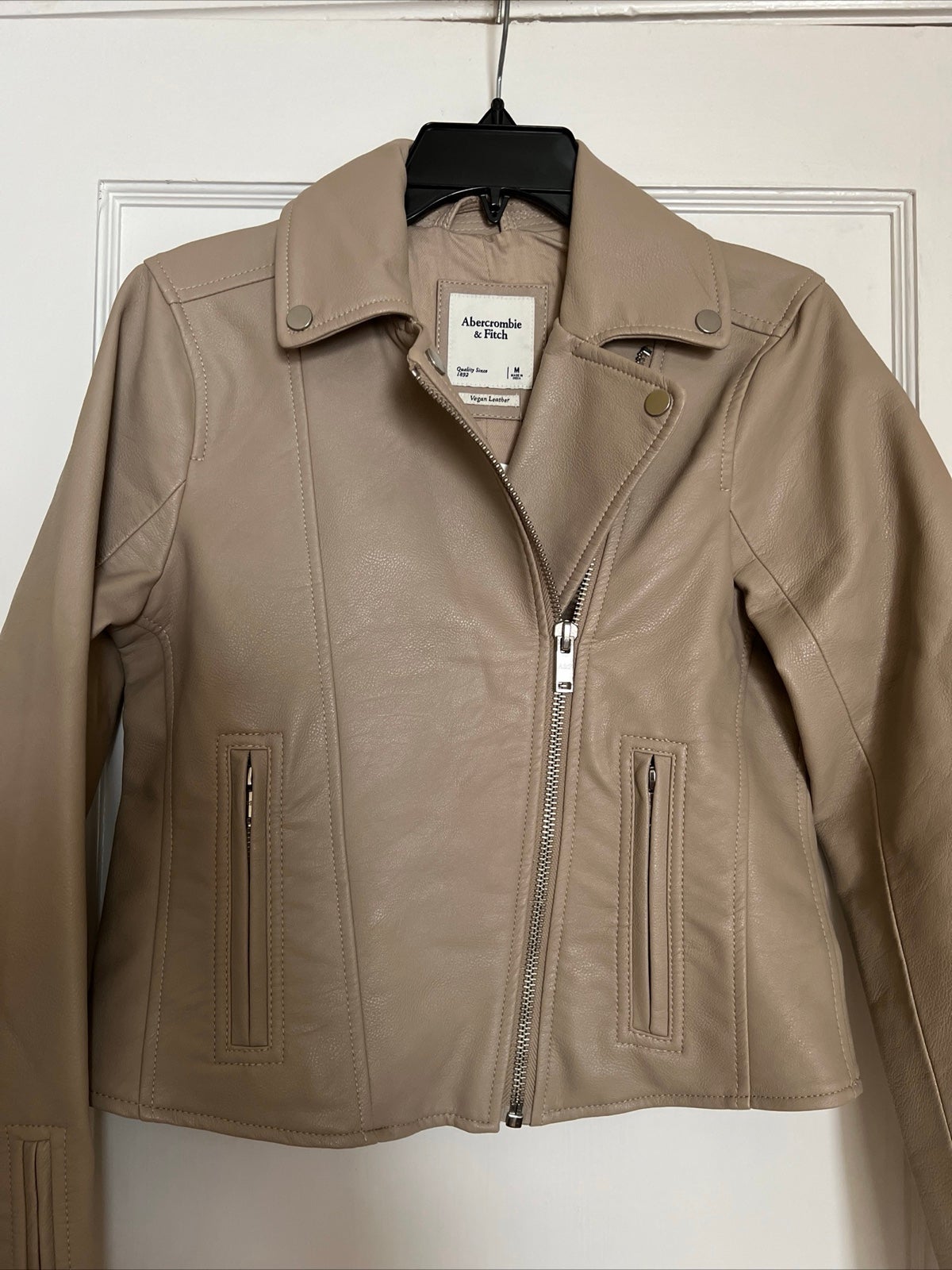 NWT Abercrombie Faux Leather Moto Jacket Tan Medium M