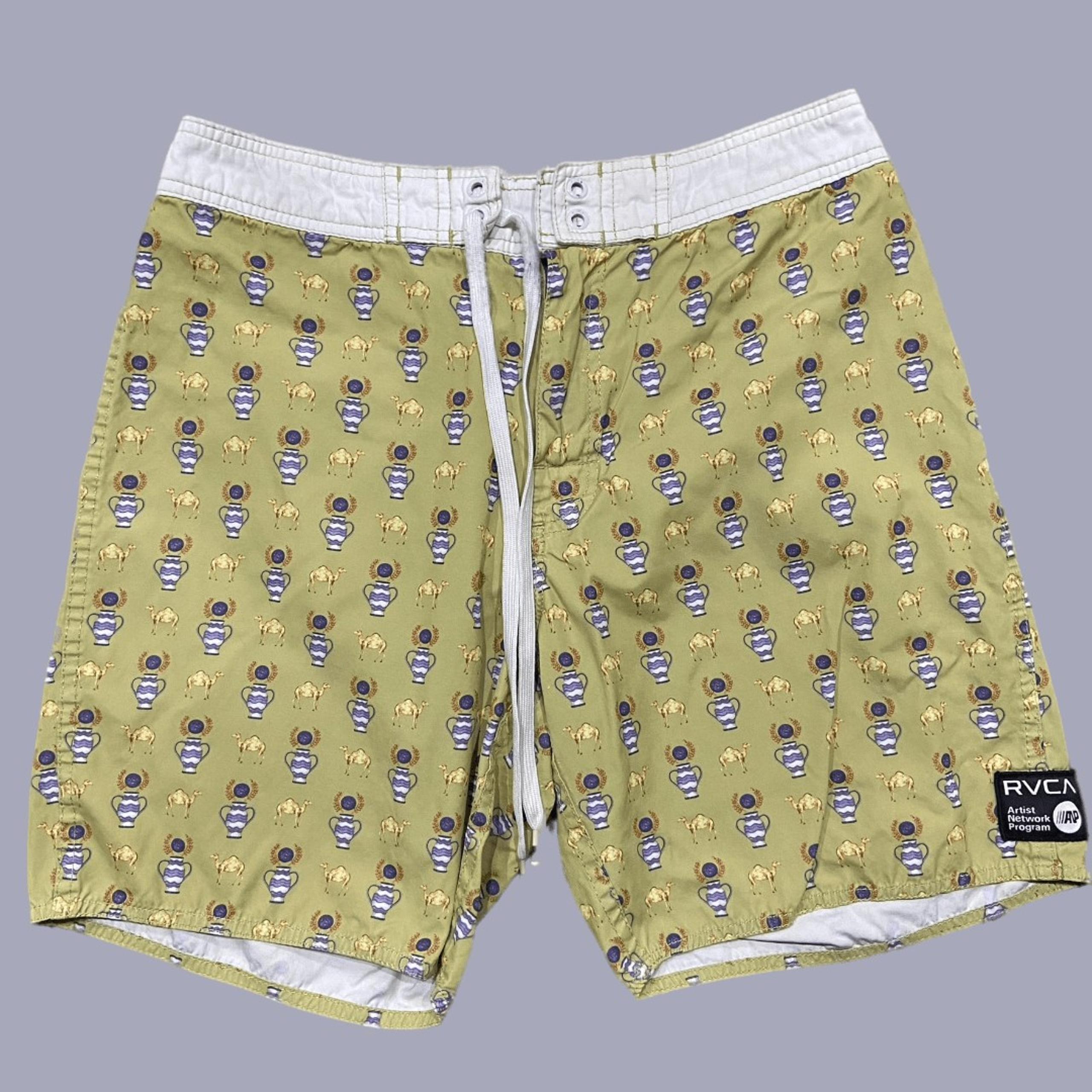 RVCA x Mark Alsweiler Artist Program Board Swimming Trunks Shorts Gold Men's 30