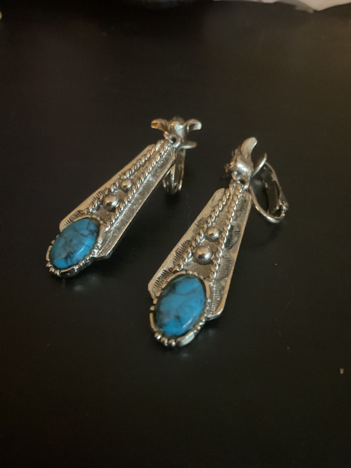 Vintage Turquoise Clip On Earrings