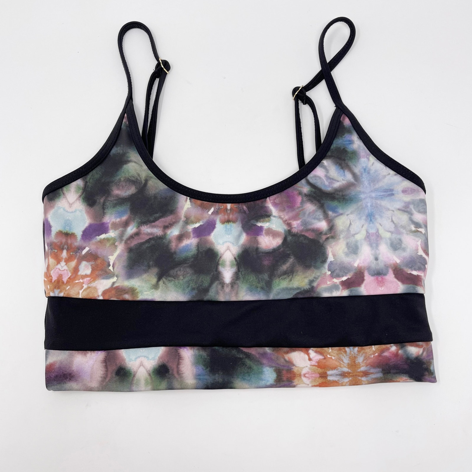 Beach Riot Eva Top Watercolor Tie Dye Print Sports Top Cropped Small S