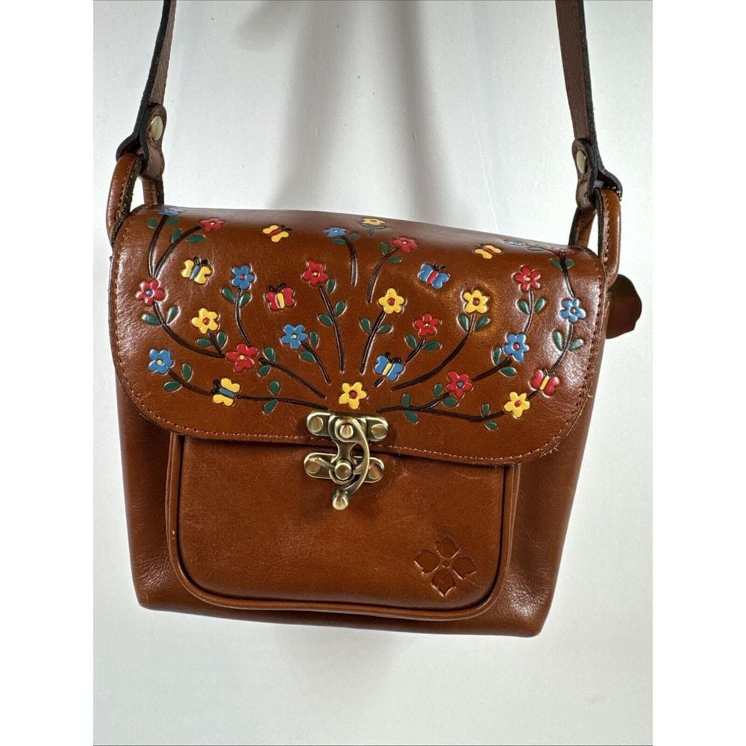 Leandra Crossbody Bag Hand Painted Tooled Leather Saddle Bag Purse - Patricia Nash