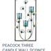 PEACOCK THREE CANDLE WALL SCONCE